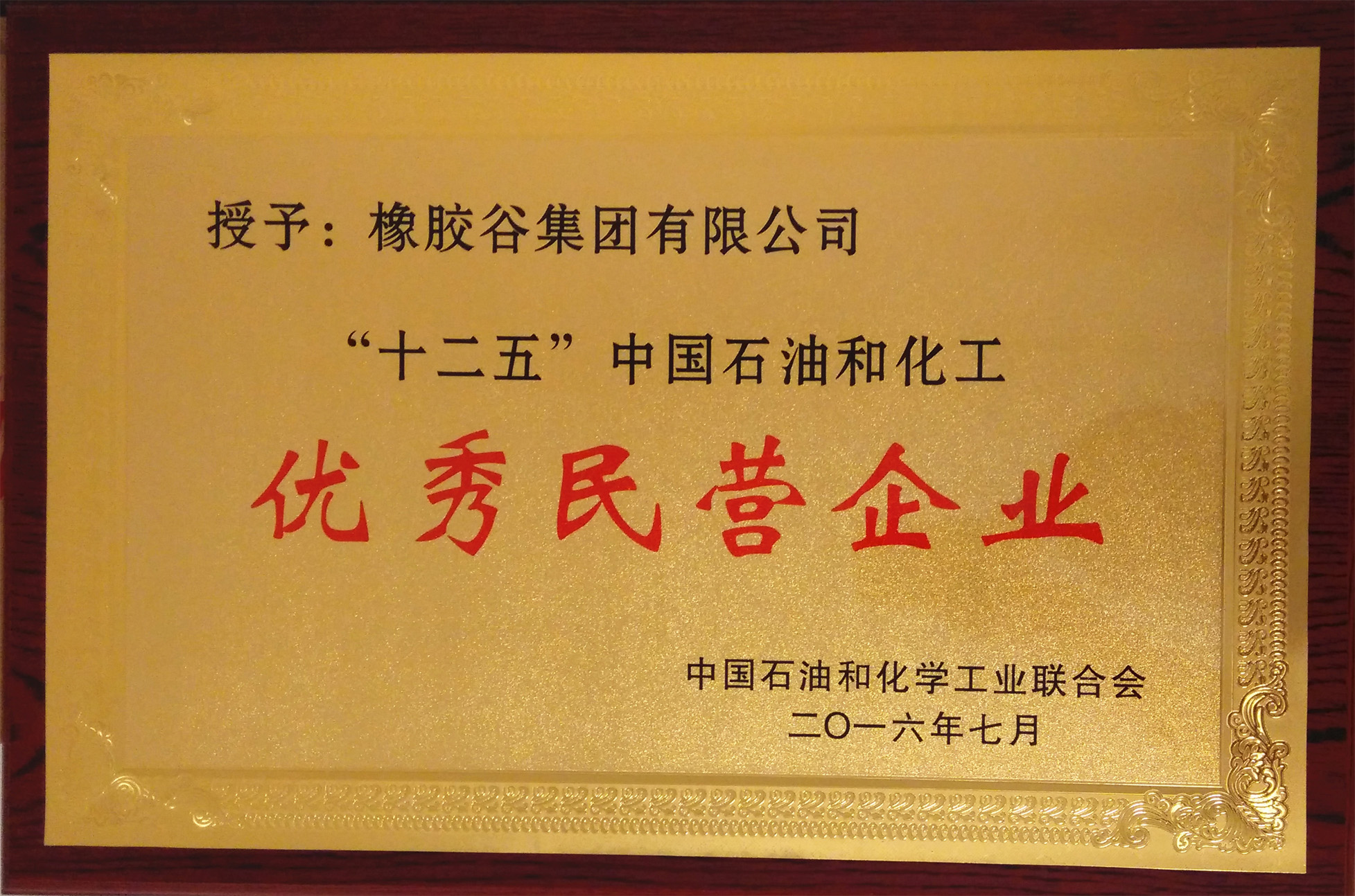 十二五”中国石油和化工优秀民营企业-草莓成人APP下载集团有限公司-中国石油和化学工业联合会-2016.6.14